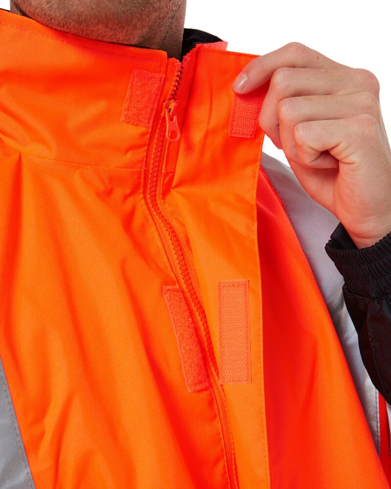 Taped Hi Vis Rain Shell Jacket - Orange/Navy - Image 7
