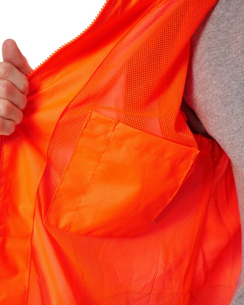 Taped Hi Vis Rain Shell Jacket - Orange/Navy - Image 8