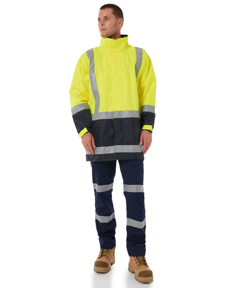 Taped Hi Vis Rain Shell Jacket - Yellow/Navy - Image 2
