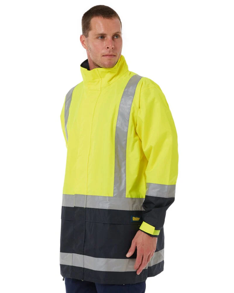 Taped Hi Vis Rain Shell Jacket - Yellow/Navy - Image 3