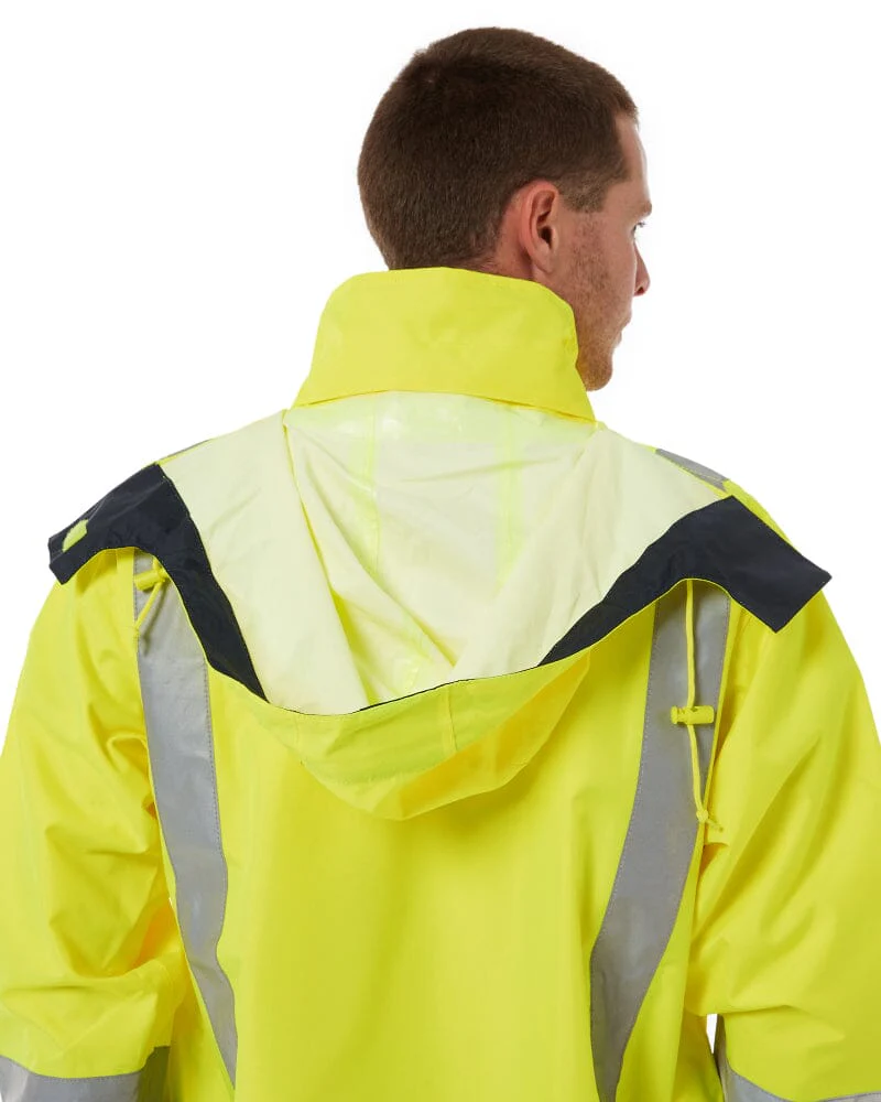 Taped Hi Vis Rain Shell Jacket - Yellow/Navy - Image 9