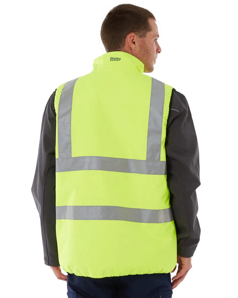 Taped Hi Vis Reversible Puffer Vest - Yellow - Image 16