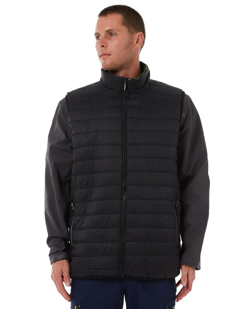 Taped Hi Vis Reversible Puffer Vest - Yellow - Image 19