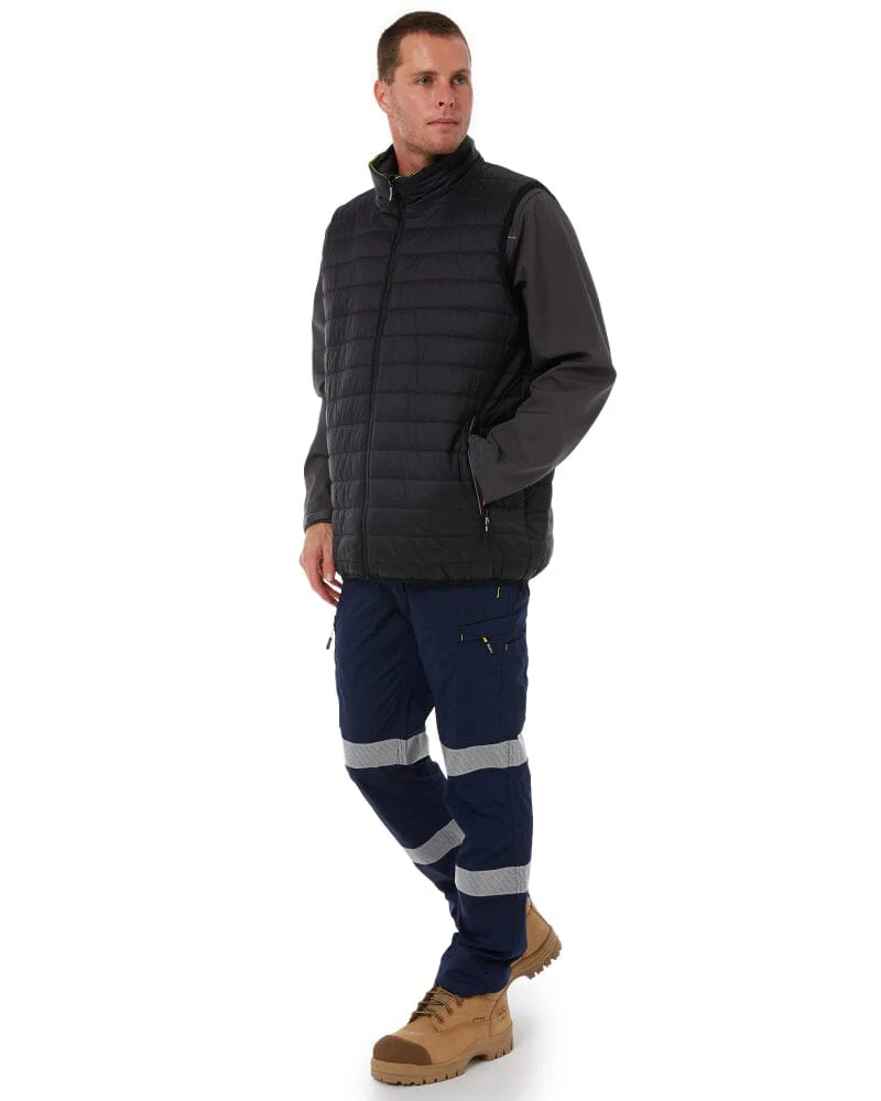 Taped Hi Vis Reversible Puffer Vest - Yellow - Image 20