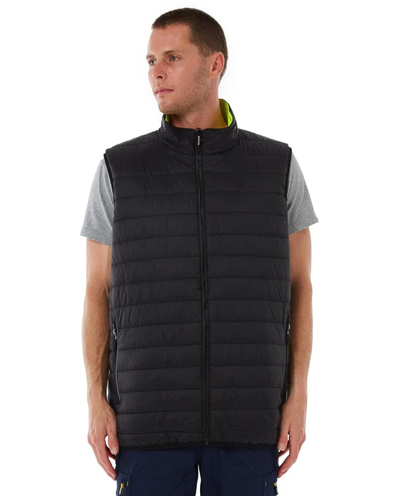 Taped Hi Vis Reversible Puffer Vest - Yellow - Image 4