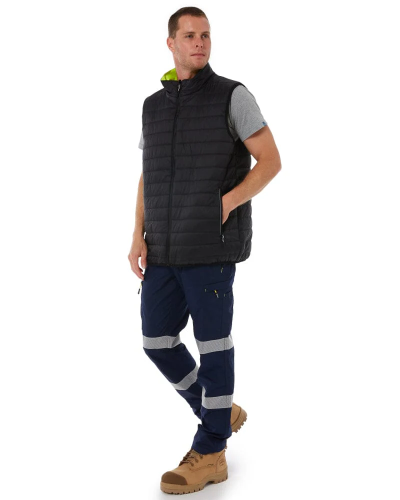 Taped Hi Vis Reversible Puffer Vest - Yellow - Image 5