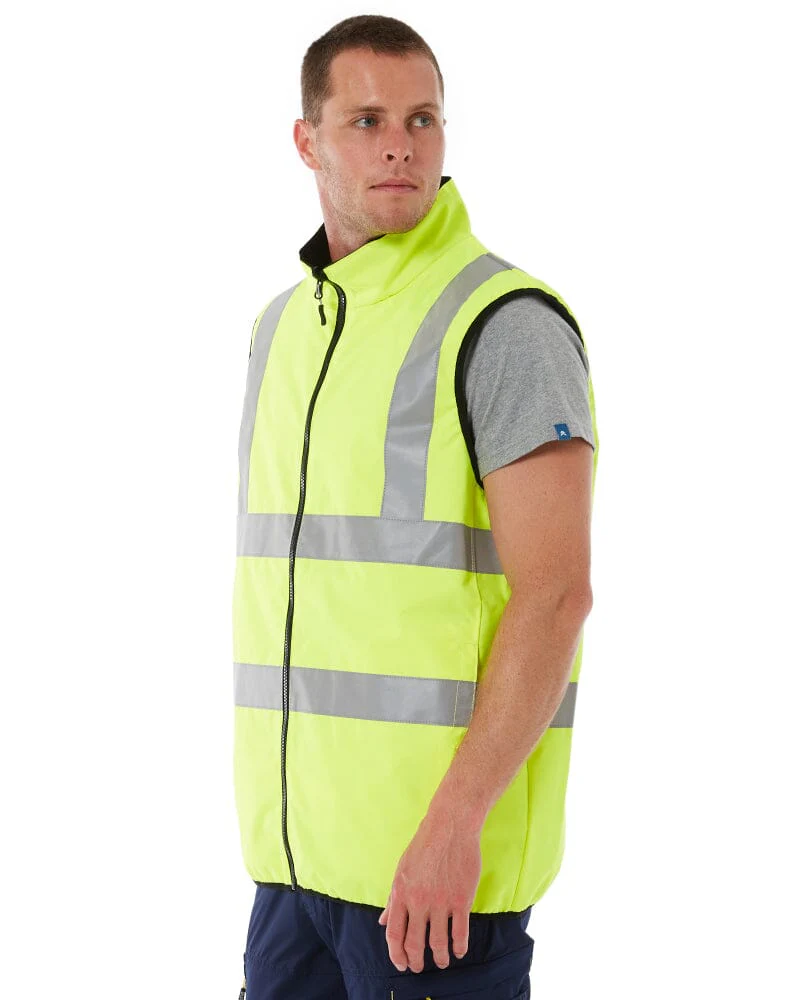 Taped Hi Vis Reversible Puffer Vest - Yellow - Image 6
