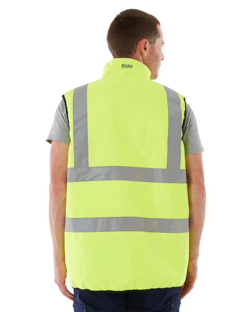 Taped Hi Vis Reversible Puffer Vest - Yellow - Image 8