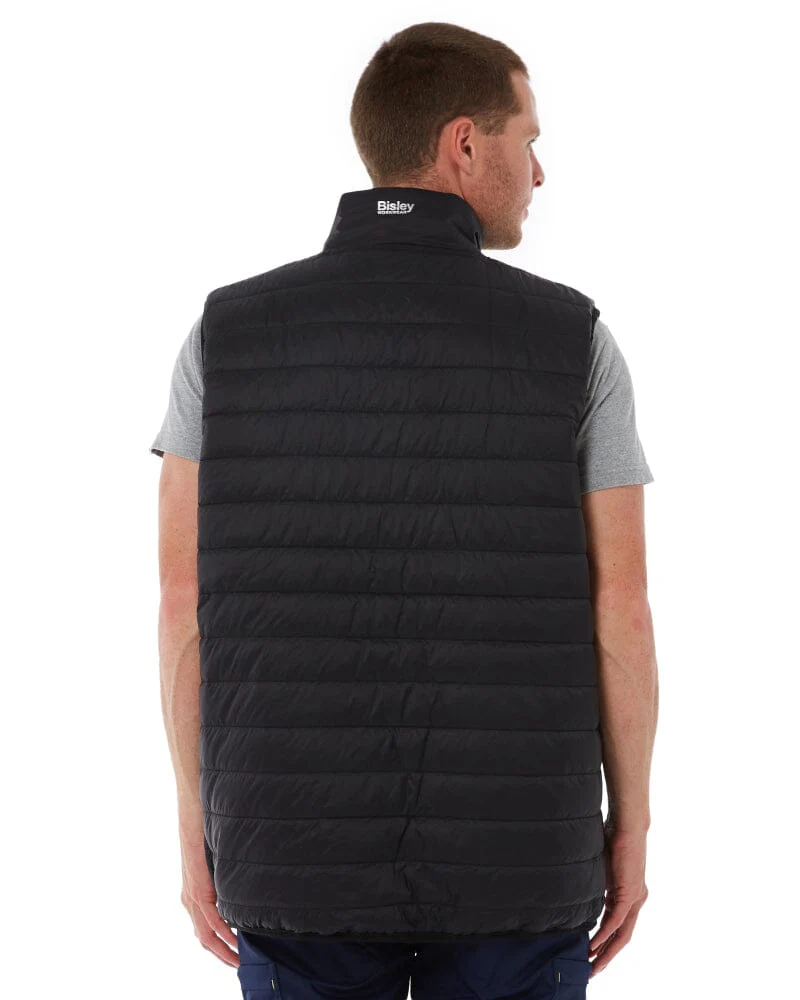 Taped Hi Vis Reversible Puffer Vest - Yellow - Image 9