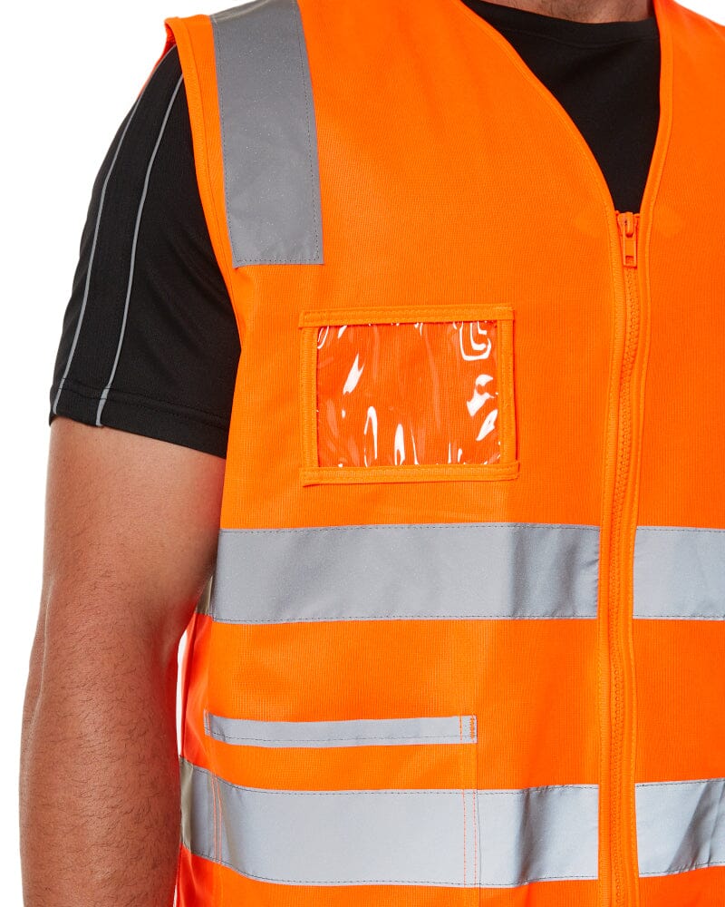 Taped Hi Vis Safety Zip Vest - Orange - Image 6