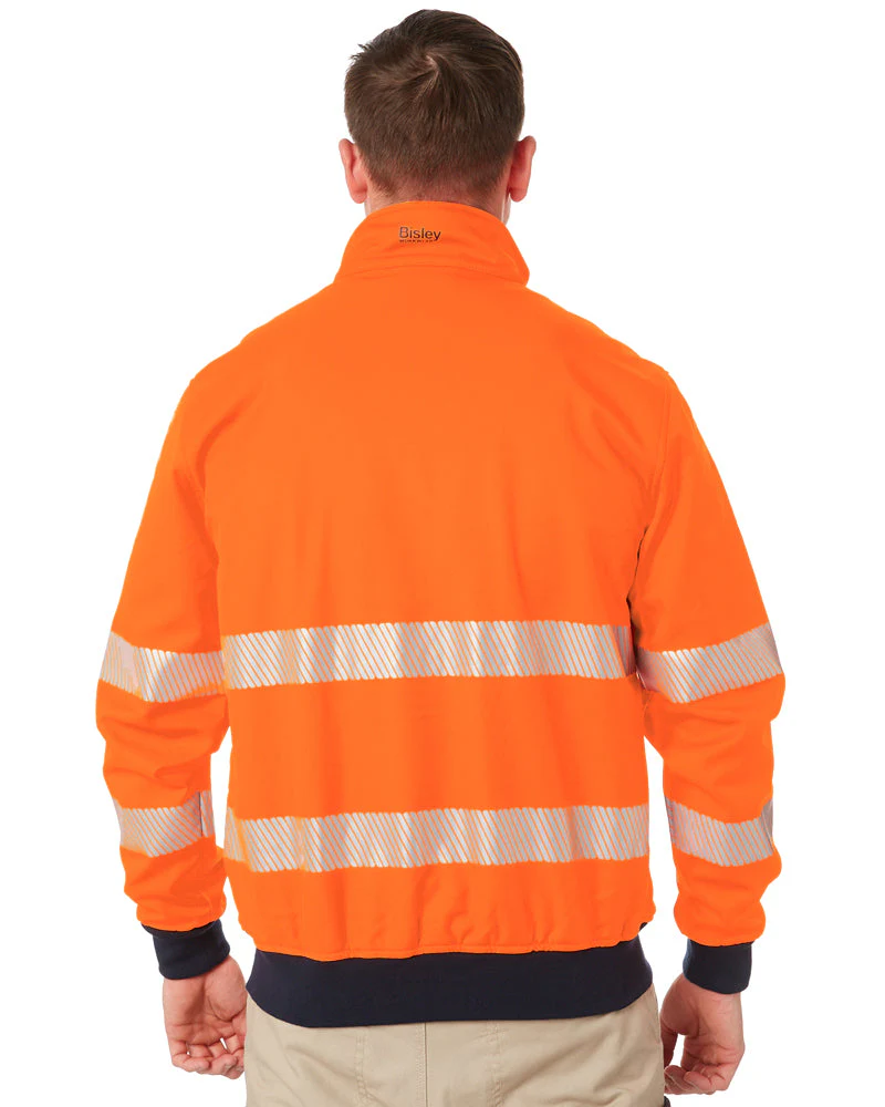 Taped Hi Vis Soft Shell Bomber Jacket - Orange - Image 4