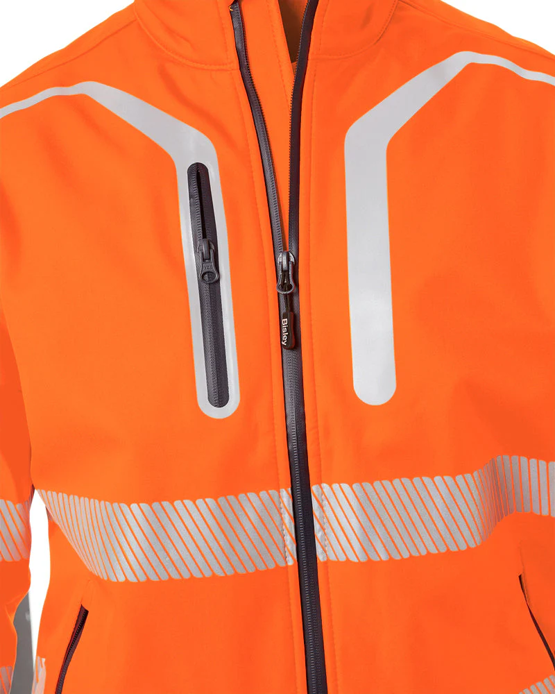 Taped Hi Vis Soft Shell Bomber Jacket - Orange - Image 5