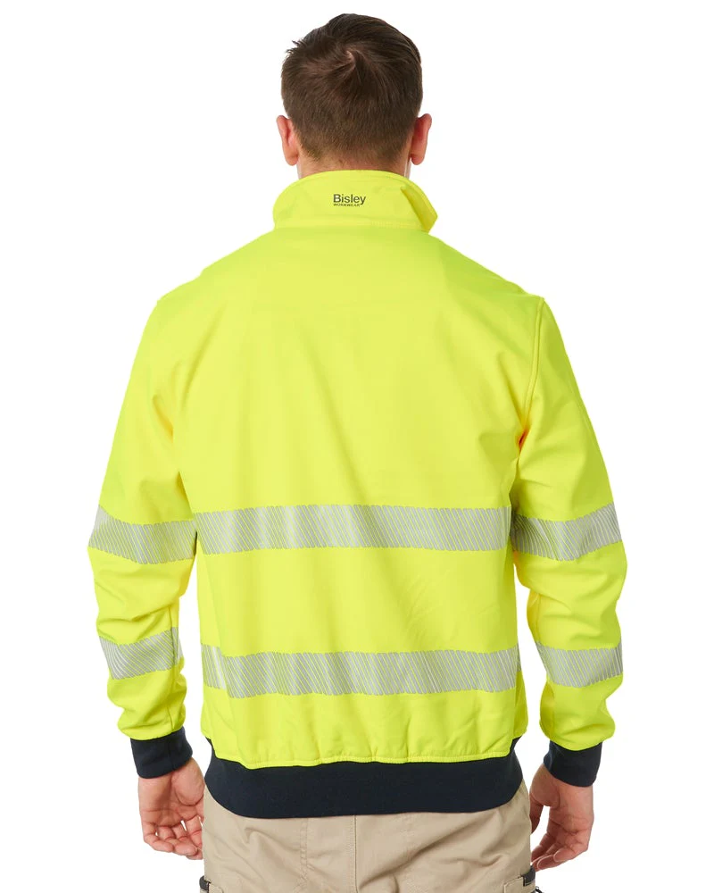 Taped Hi Vis Soft Shell Bomber Jacket - Yellow - Image 4