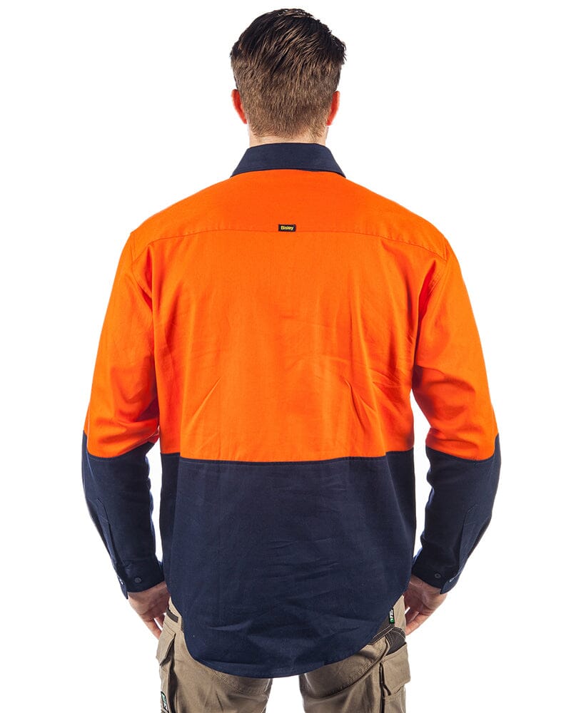 Tradies Hi Vis Closed Front LS Shirt Value Pack - Orange/Navy - Image 3