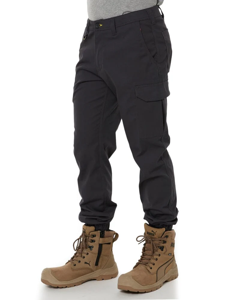 Stretch Cotton Drill Cargo Cuffed Pants - Charcoal - Image 3