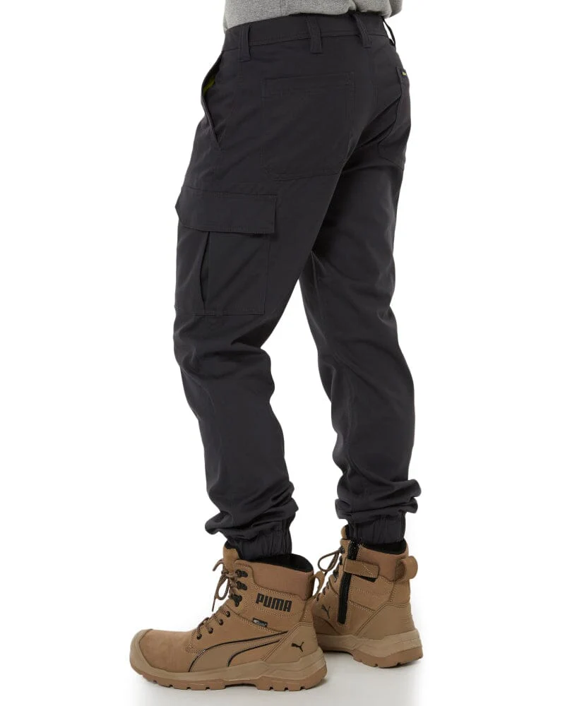 Stretch Cotton Drill Cargo Cuffed Pants - Charcoal - Image 4