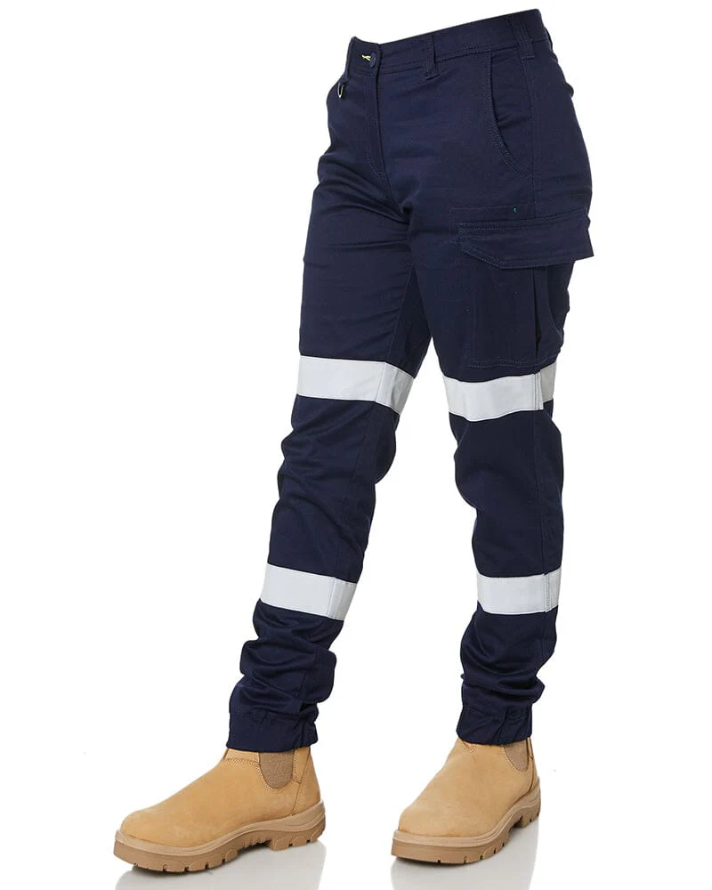Tradies Womens Taped Cotton Cargo Cuffed Pants Value Pack - Navy - Image 3