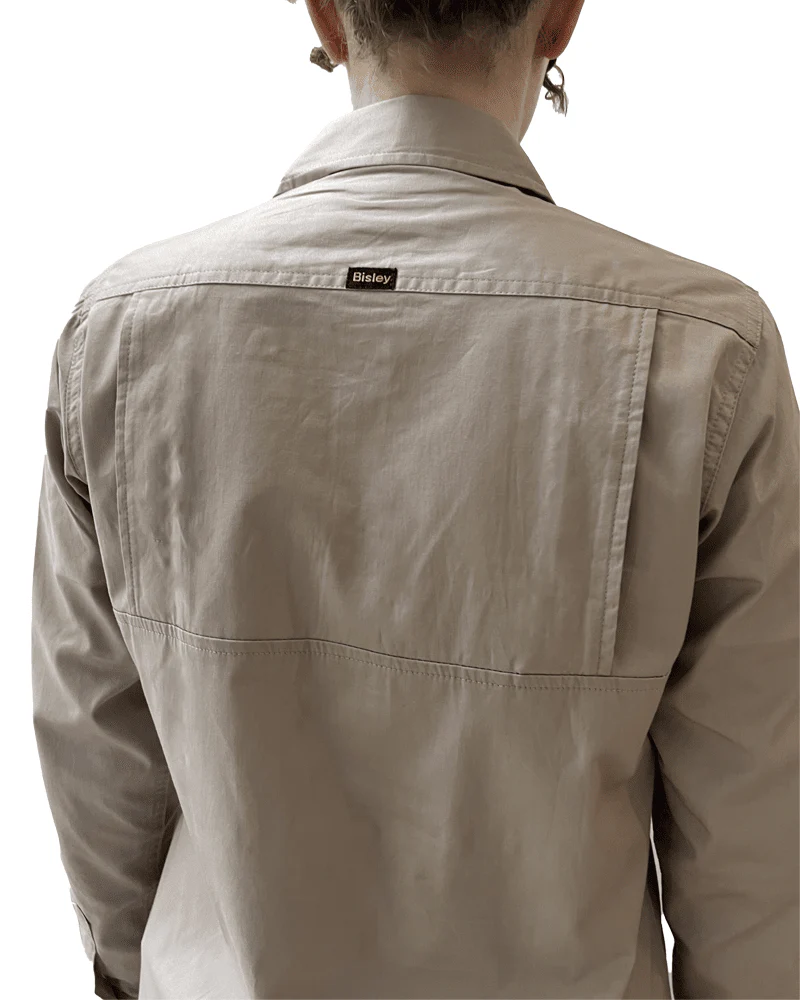 Womens Closed Front Lightweight LS Drill Shirt - Sand - Image 11