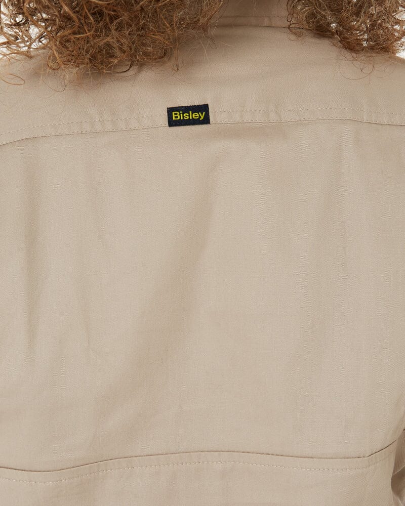 Womens Closed Front Lightweight LS Drill Shirt - Sand - Image 7