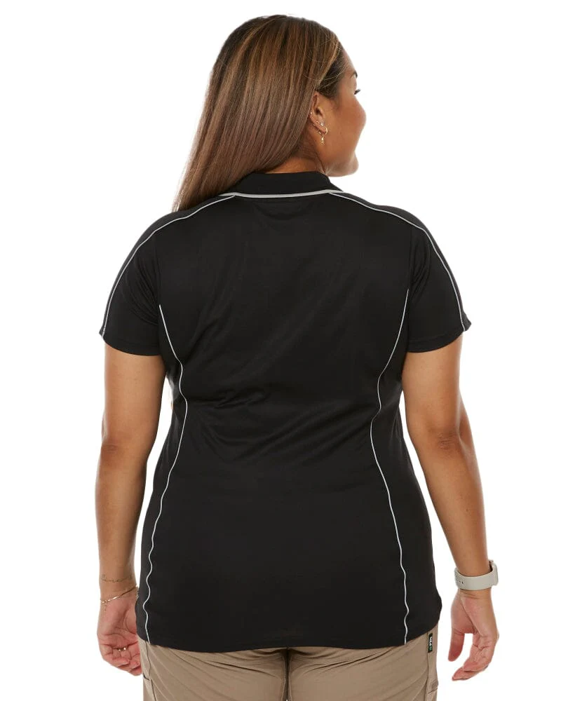 Womens Cool Mesh Polo Shirt With Reflective Piping - Black - Image 4