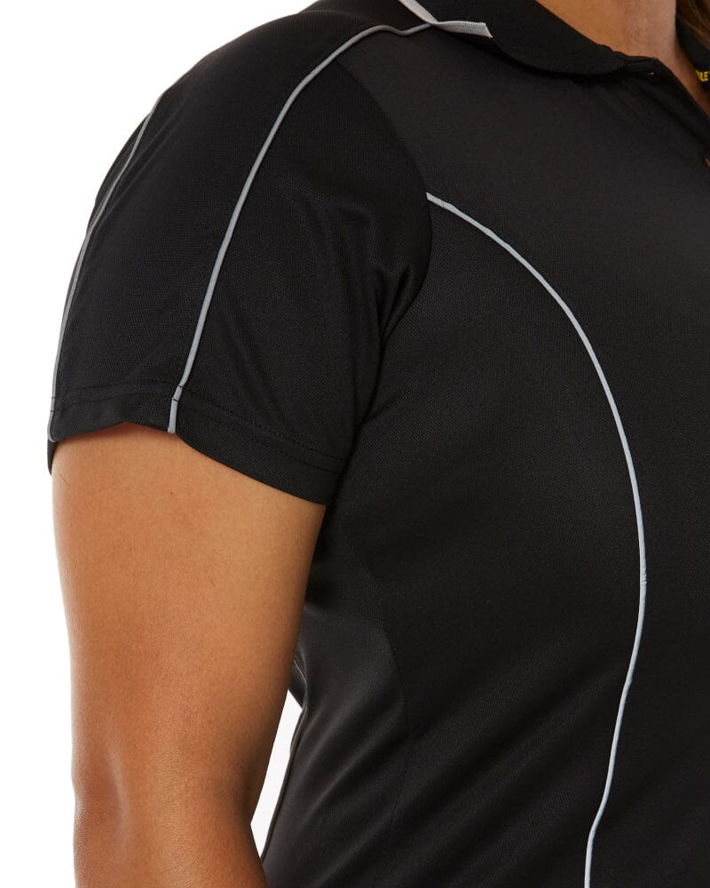 Womens Cool Mesh Polo Shirt With Reflective Piping - Black - Image 5