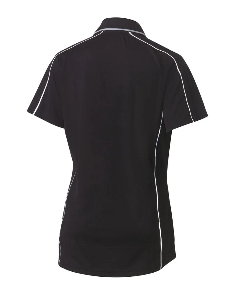 Womens Cool Mesh Polo Shirt With Reflective Piping - Black - Image 8