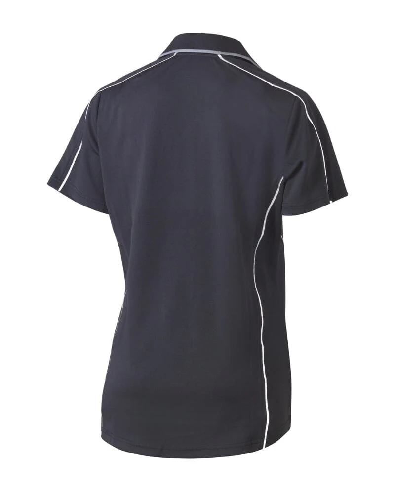 Womens Cool Mesh Polo Shirt With Reflective Piping - Charcoal - Image 8