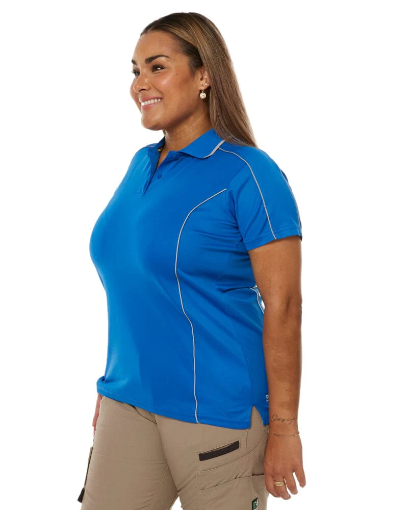 Womens Cool Mesh Polo Shirt With Reflective Piping - Royal - Image 3