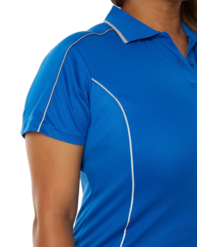 Womens Cool Mesh Polo Shirt With Reflective Piping - Royal - Image 5