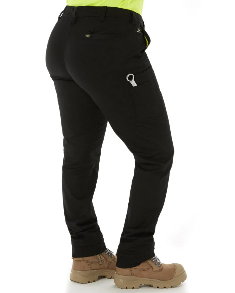 Womens Cotton Cargo Cuffed Pants - Black - Image 5