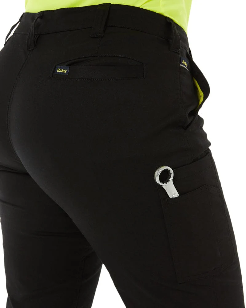 Womens Cotton Cargo Cuffed Pants - Black - Image 6