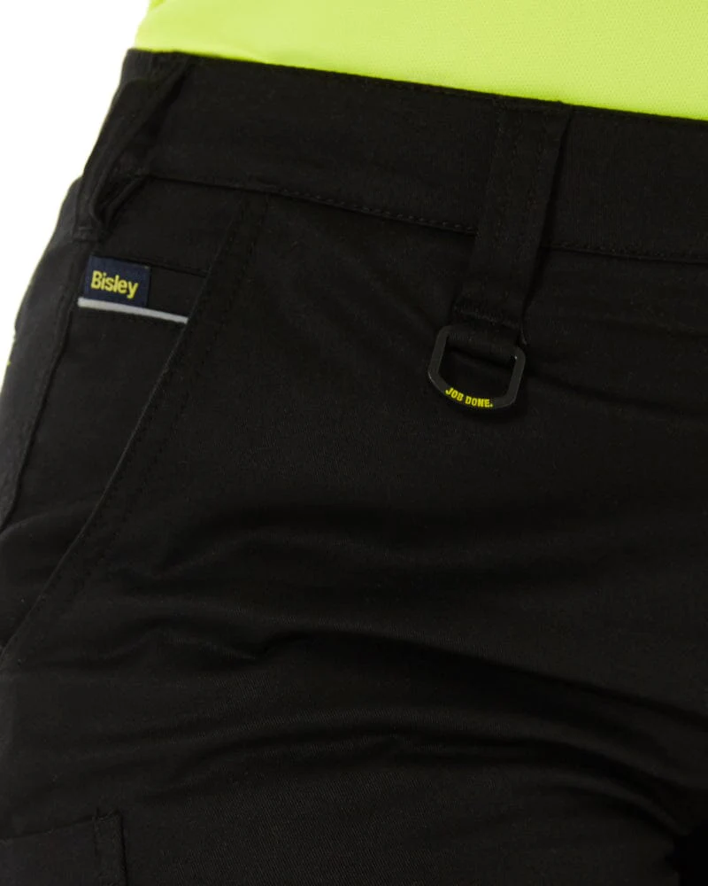 Womens Cotton Cargo Cuffed Pants - Black - Image 7
