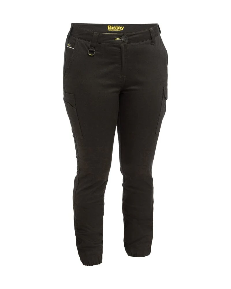 Womens Cotton Cargo Cuffed Pants - Black - Image 8