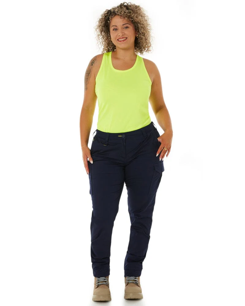 Womens Cotton Cargo Cuffed Pants - Navy - Image 2