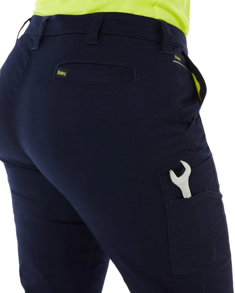 Womens Cotton Cargo Cuffed Pants - Navy - Image 6