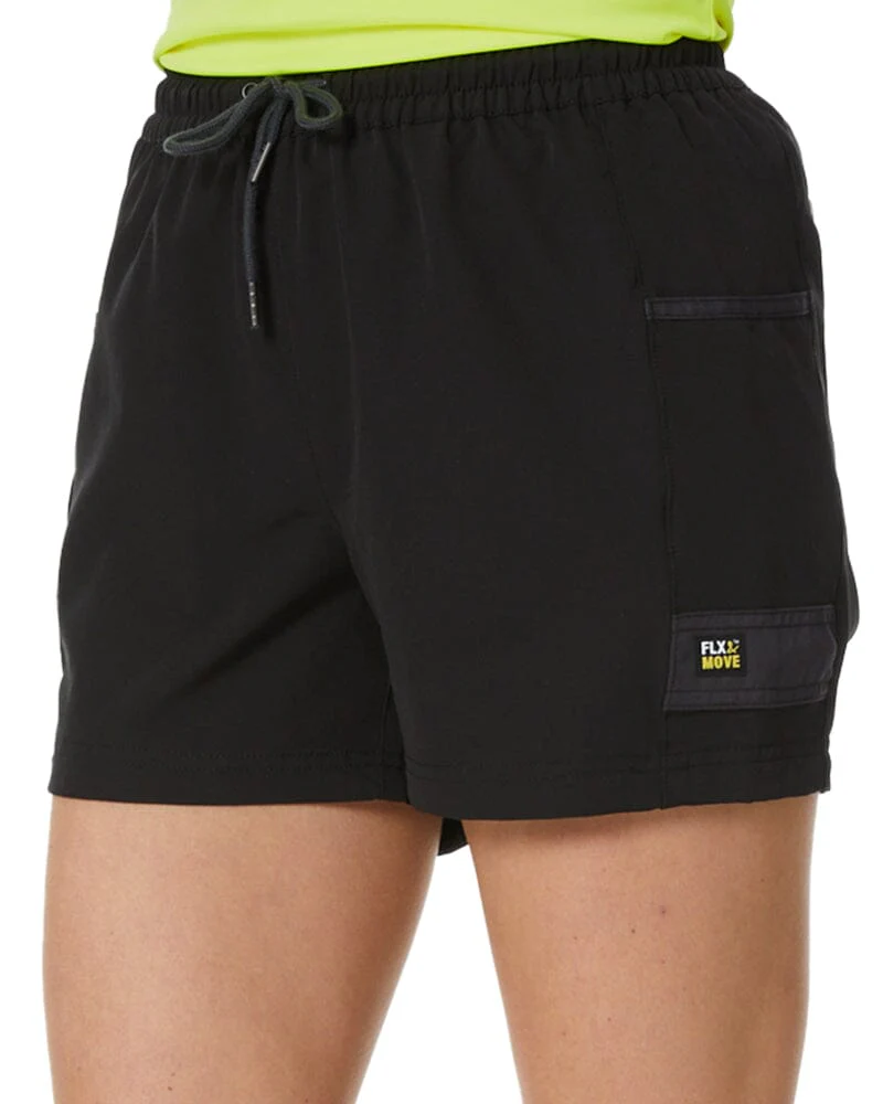 Womens Flex and Move 4-Way Stretch Elastic Waist Short - Black - Image 3