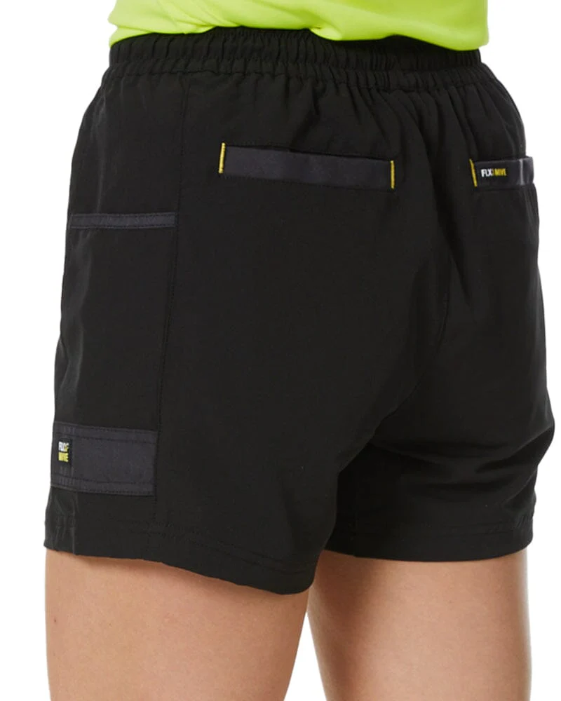 Womens Flex and Move 4-Way Stretch Elastic Waist Short - Black - Image 4
