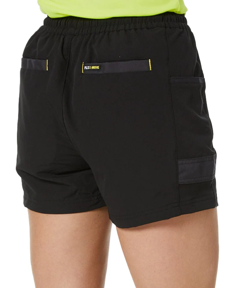 Womens Flex and Move 4-Way Stretch Elastic Waist Short - Black - Image 5