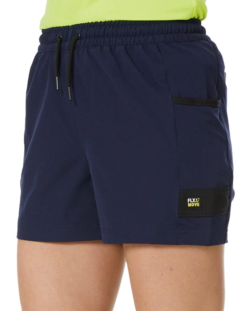 Womens Flex and Move 4-Way Stretch Elastic Waist Short - Navy - Image 3