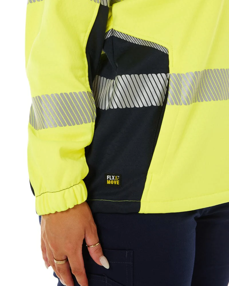 Womens Flex and Move Hi Vis Taped Liquid Repellent Fleece Hoodie - Yellow/Navy - Image 7