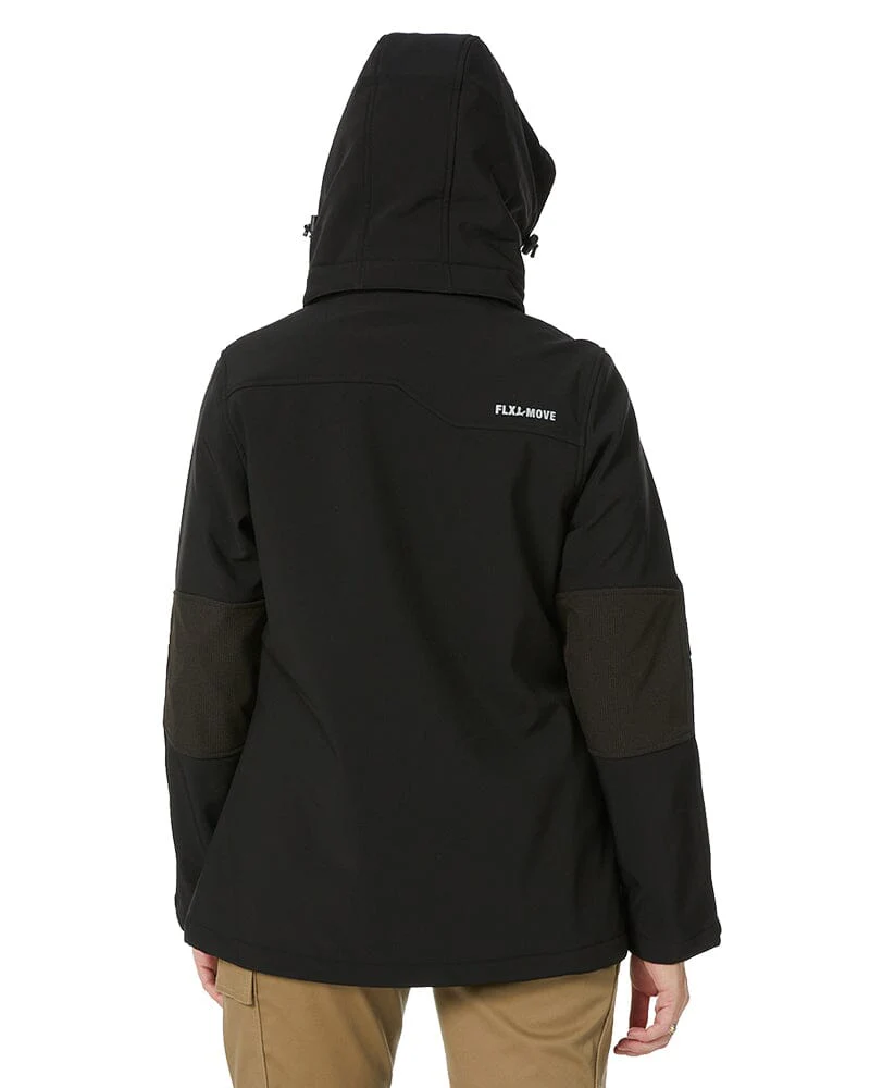 Womens Flex and Move Hooded Soft Shell Jacket - Black - Image 4