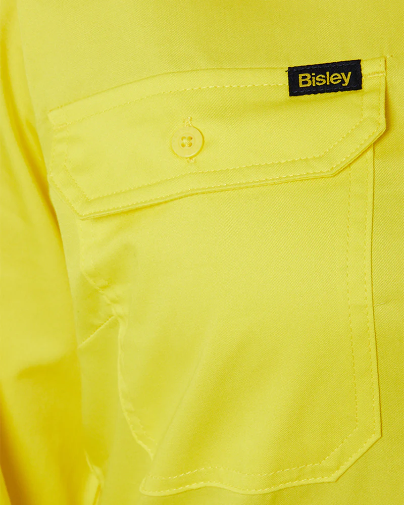 Womens Hi Vis Cool Lightweight LS Drill Shirt - Yellow/Navy - Image 12