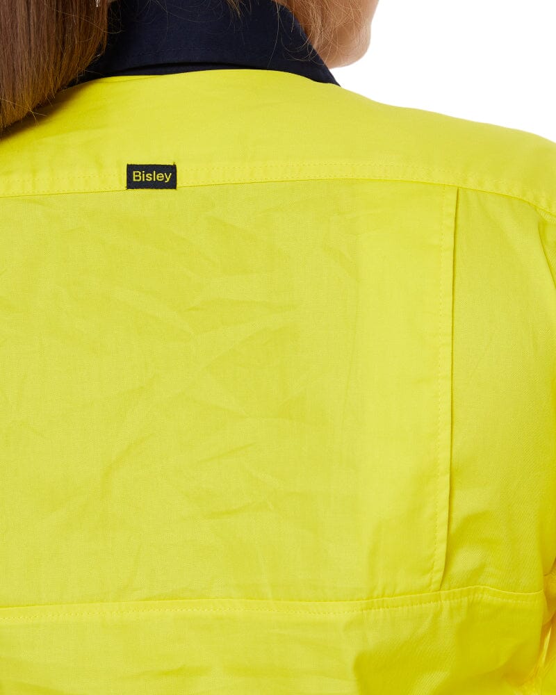 Womens Hi Vis Cool Lightweight LS Drill Shirt - Yellow/Navy - Image 13