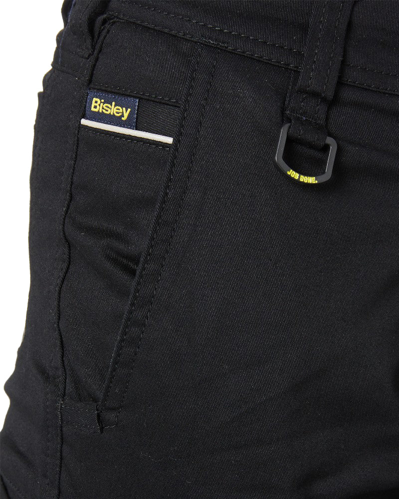 Womens Mid Rise Stretch Cotton Pants - Black - Image 6