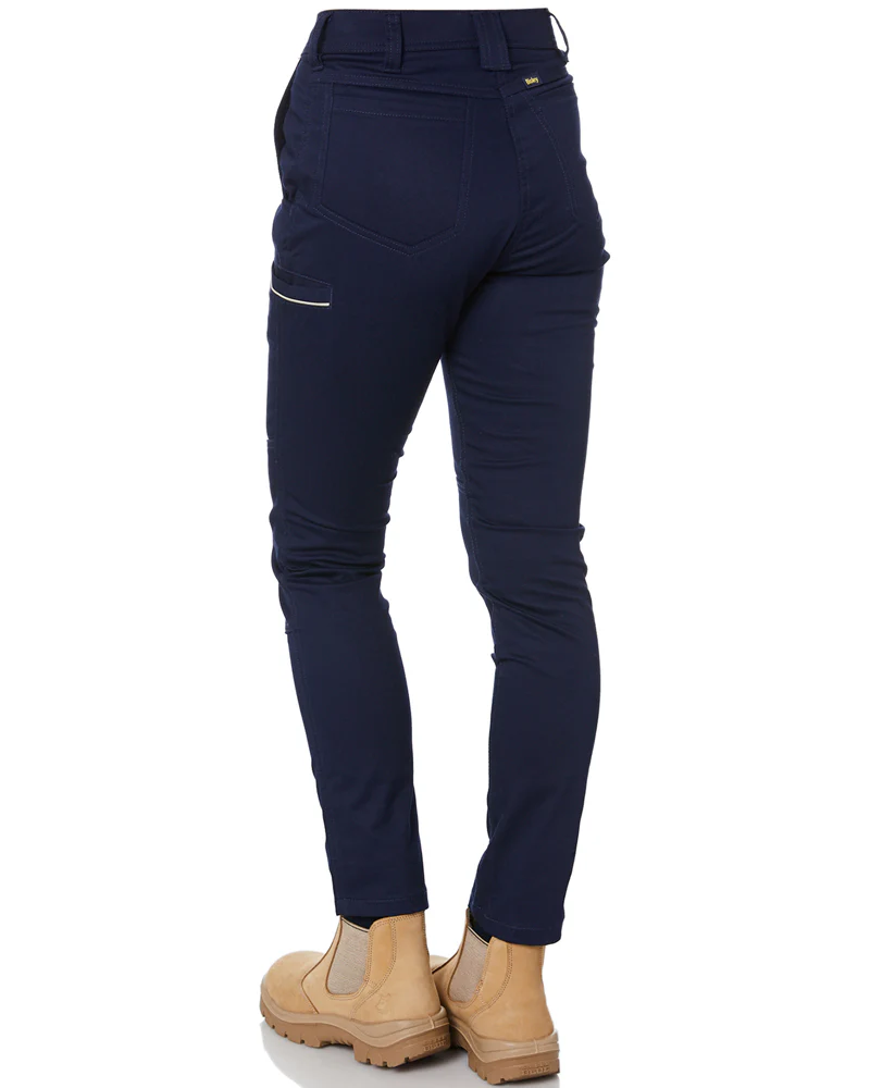 Womens Mid Rise Stretch Cotton Pants - Navy - Image 4