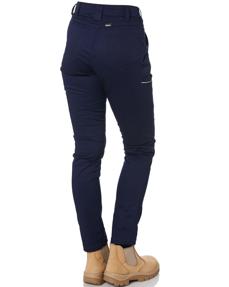 Womens Mid Rise Stretch Cotton Pants - Navy - Image 5