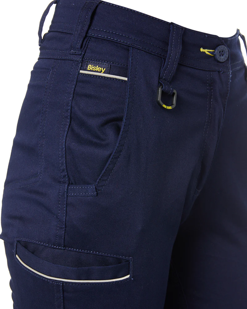 Womens Mid Rise Stretch Cotton Pants - Navy - Image 6
