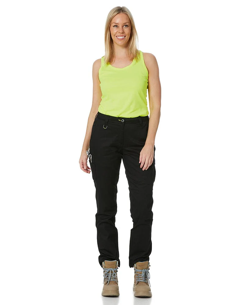 Womens Stretch Cotton Cargo Pants - Black - Image 2