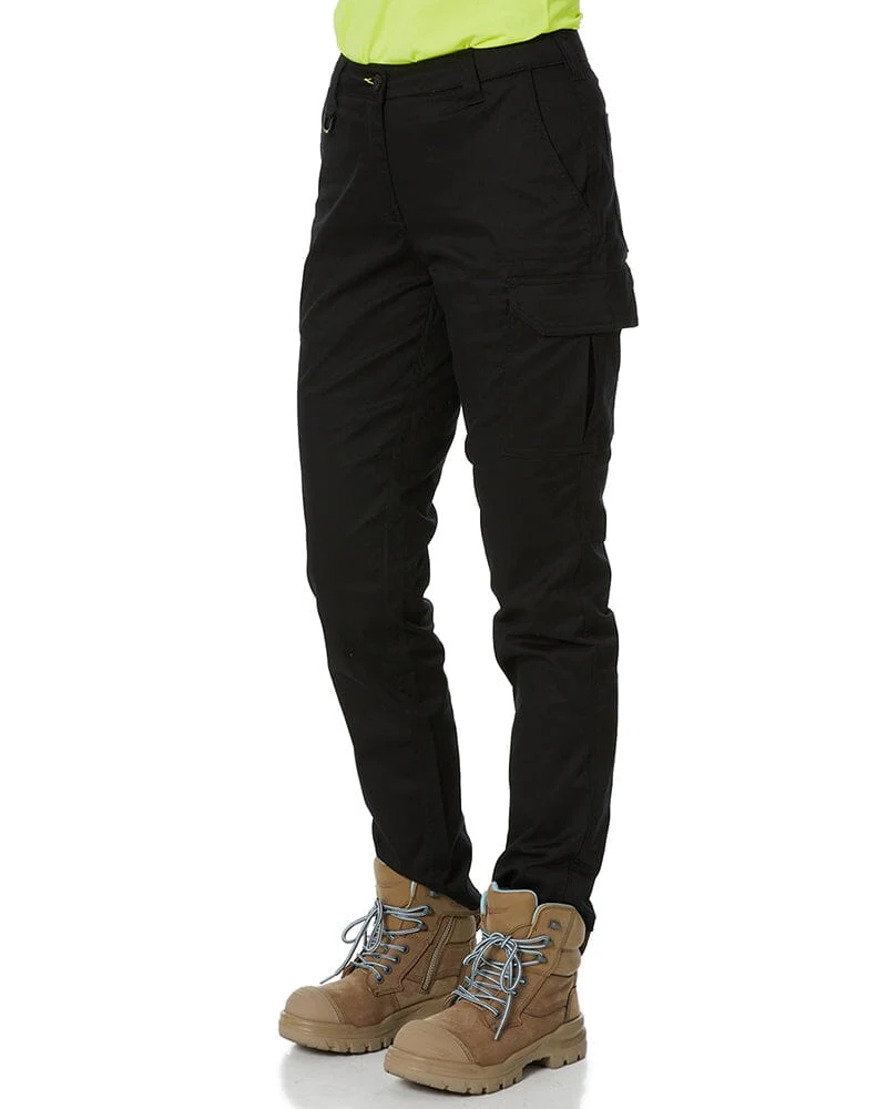 Womens Stretch Cotton Cargo Pants - Black - Image 3