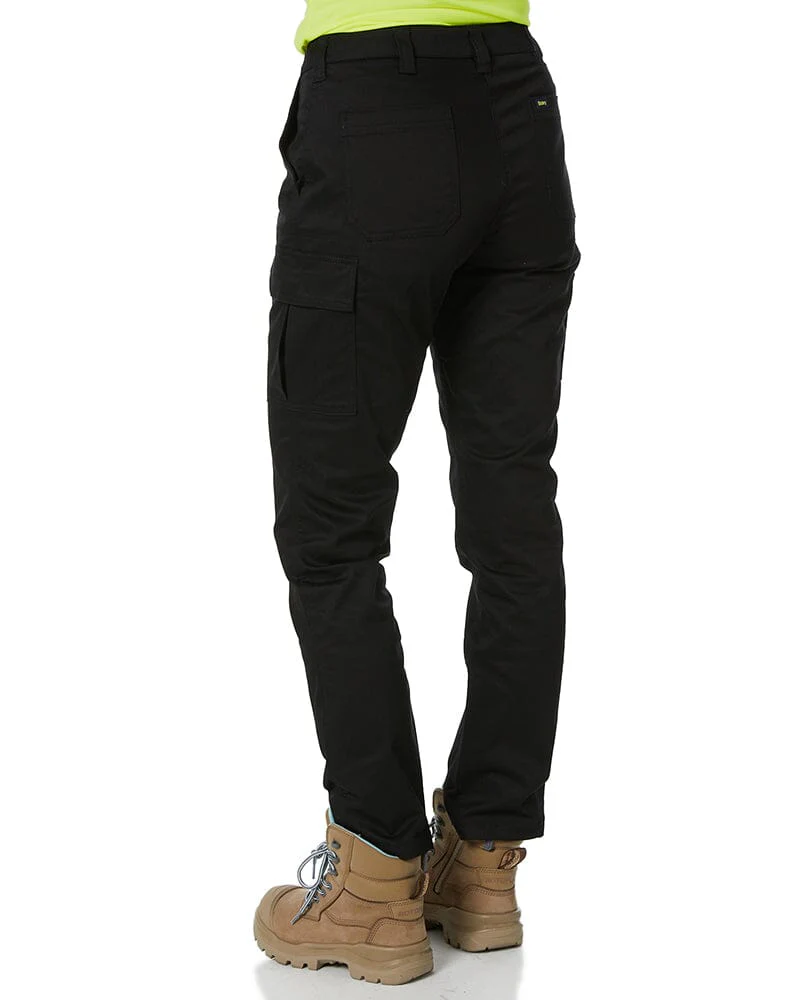 Womens Stretch Cotton Cargo Pants - Black - Image 4